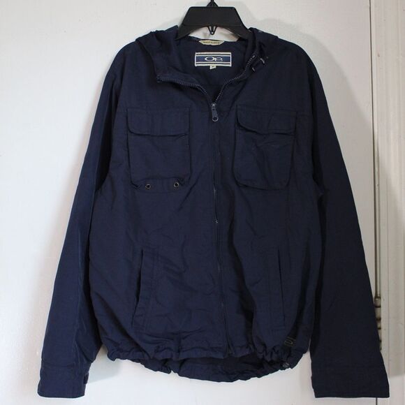 Vintage Ocean Pacific OP Navy Windbreaker Hooded Jacket - Picture 1 of 5